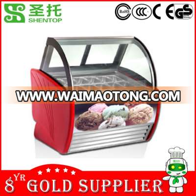 Shentop STPA-A12A Refrigerator The ice cream freezer Curved Glass Ice Cream Showcase Back door type ice cream display cabinet