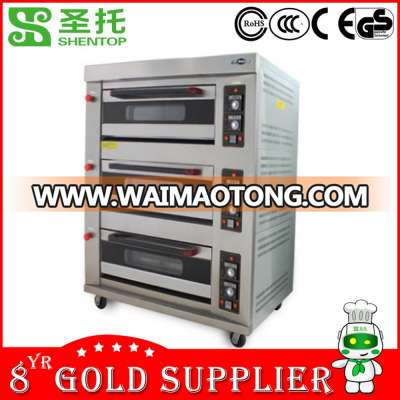 Shentop STPL-R36 3 deck 6 trays commercial bakery oven gas 3 deck bakery oven